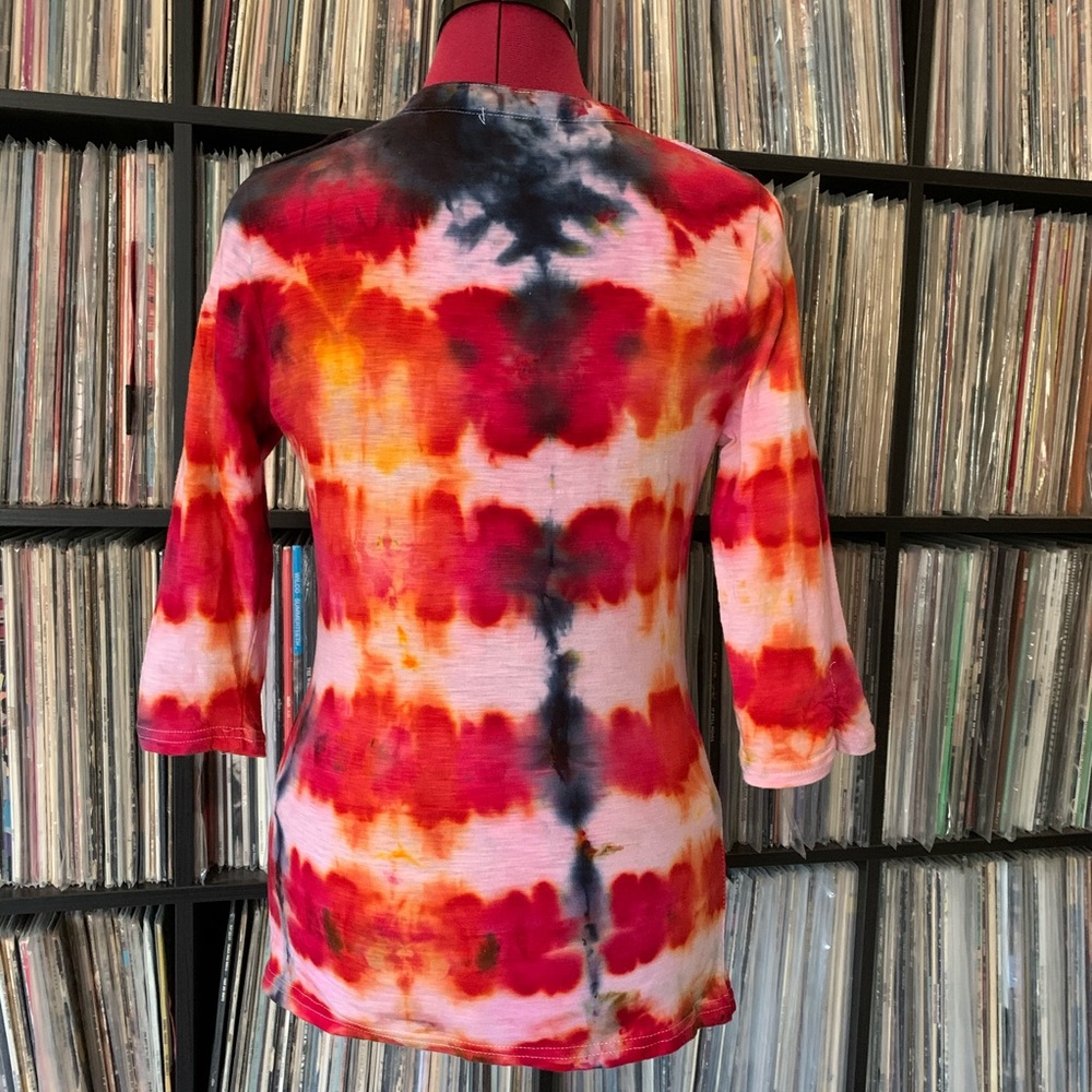 funky fall fuego tie dye top upcycled handmade L